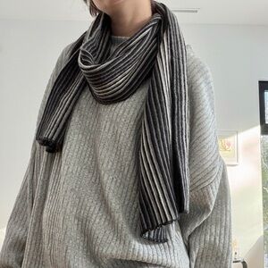 Matinique Men’s Ribbed Knit  wool blend Scarf - Black & Grey Striped
